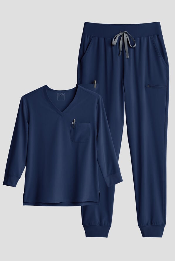 Easy STRETCH Women's Scrub Set - Navy - 1