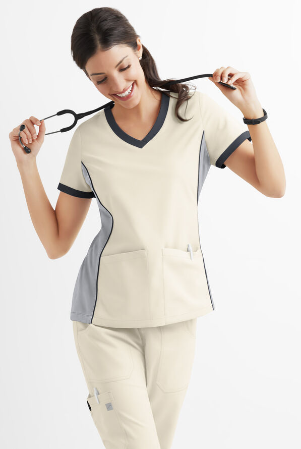 ButterSoft Scrubs Color Block VNeck Scrub Top, Fashion Scrubs