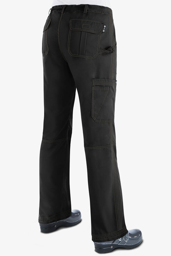 koi Classics Lindsey Women's 7-Pocket STRETCH Low-Rise Cargo Scrub Pants - Black - 2