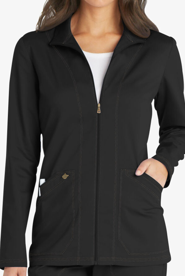 Dickies Essence Women's 2-Pocket STRETCH Zip Up Scrub Jacket - Navy - 1