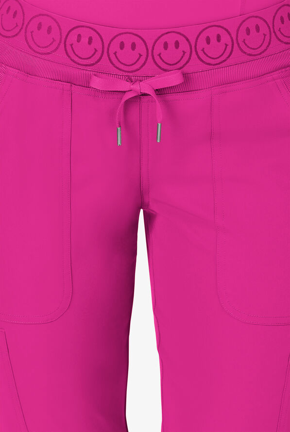 Pantalón médico Zavate Ava Therese STRETCH Smiley Face estilo cargo jogger con cintura elástica y 6 bolsillos para mujer - Razzmatazz - 2