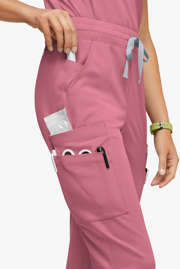Pantalón médico ReSurge Topaz con cordón ajustable y 11 bolsillos para mujer - Tea Rose - 3