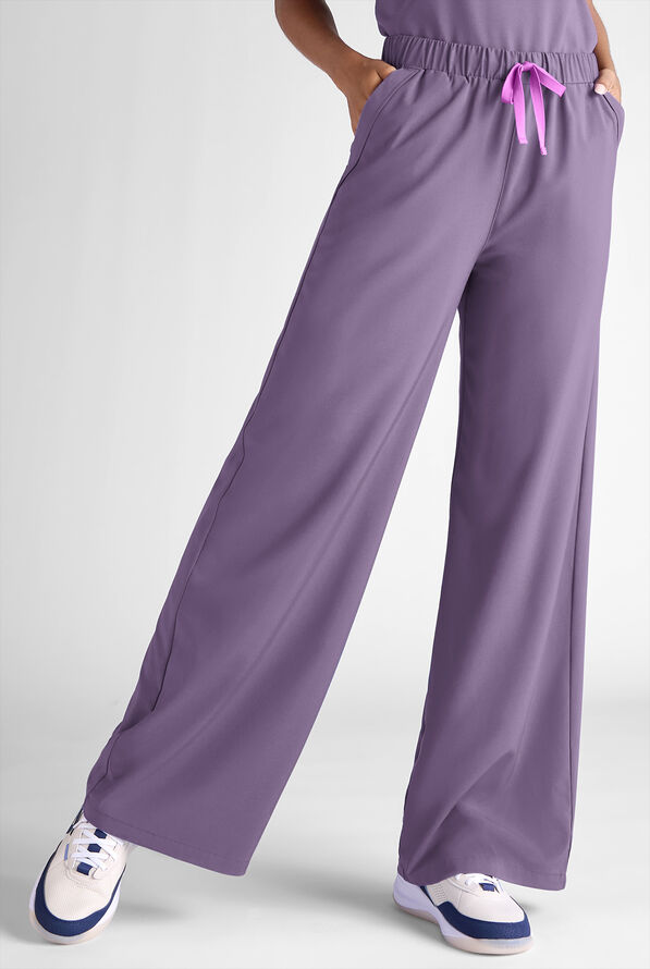 Easy STRETCH Hunter Women's 6-Pocket Relaxed Fit Wide Leg Scrub Pant - PURPLE DUSK - 1