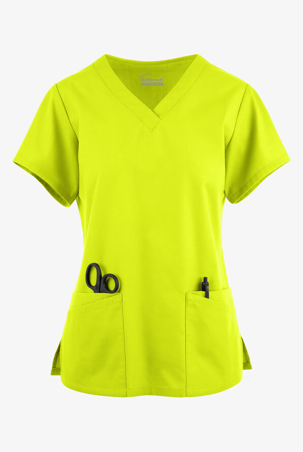 Butter-Soft Originals Women's 6-Pocket V-Neck Scrub Top - Lime Crush - 1