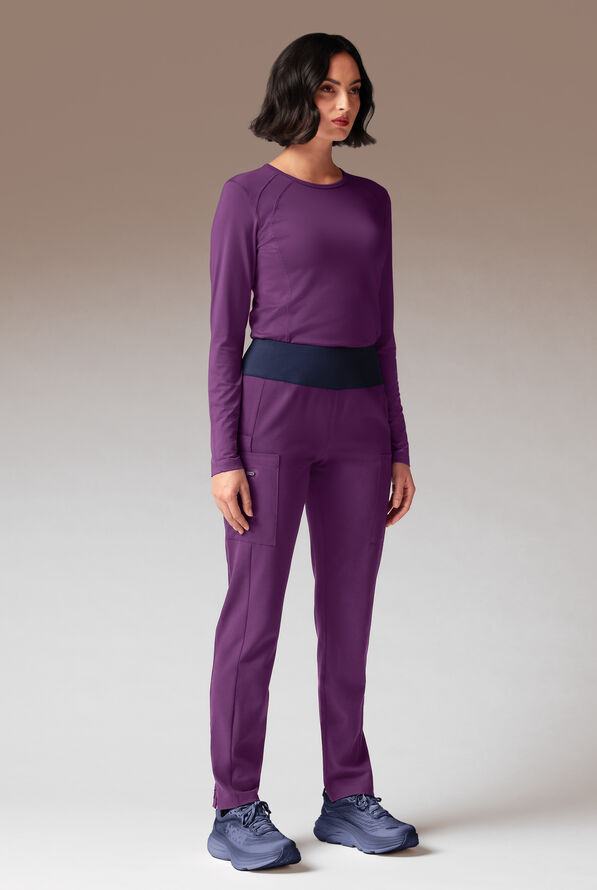 Hypothesis Dynama Y-Pant Women&rsquo;s 7-Pocket Yoga-Inspired Scrub Pant - Eggplant/Navy - 3