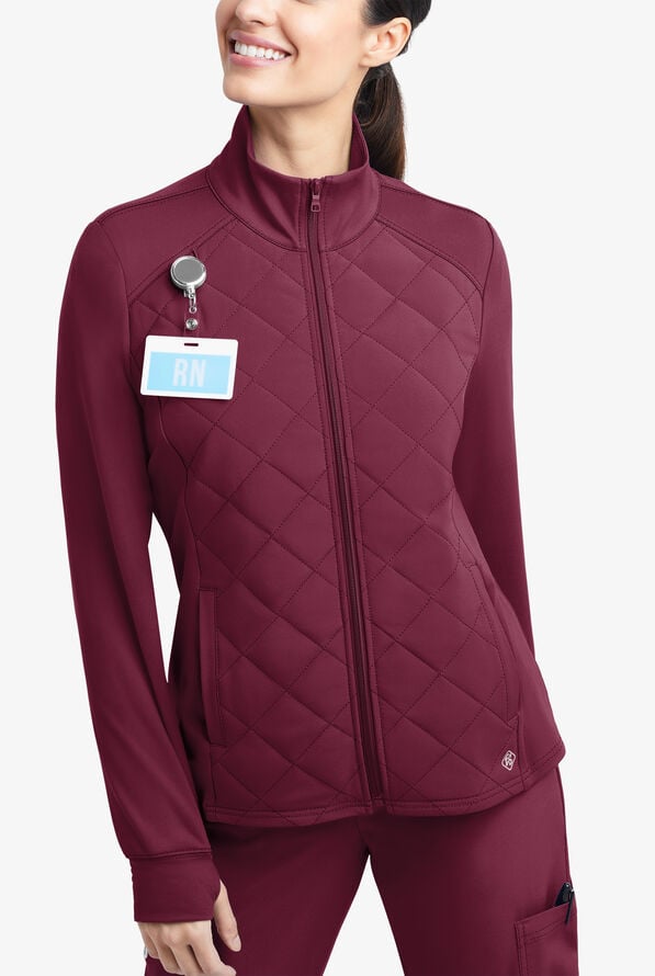 Tafford Active STRETCH Keira Women's 2-Pocket Quilted Long Sleeve Jacket - Wine - 1