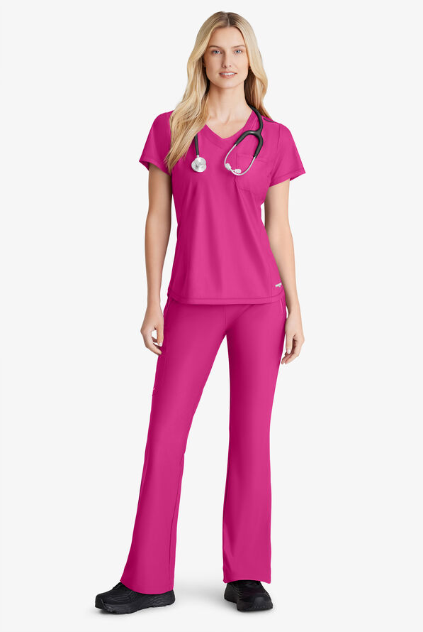 Skechers by Barco Slip-ins Glide Women's 4-Pocket STRETCH Fit & Flare Scrub Pants - Deep Magenta - 2