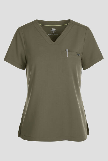 Healing Hands Quest Women's 1-Pocket STRETCH Tuck In V-Neck Scrub Top