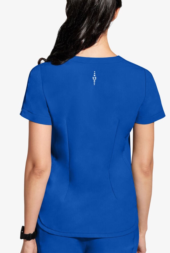 Healing Hands 360 Skyler Women's 2-Pocket STRETCH Race Stripe V-Neck Scrub Top - Royal - 3