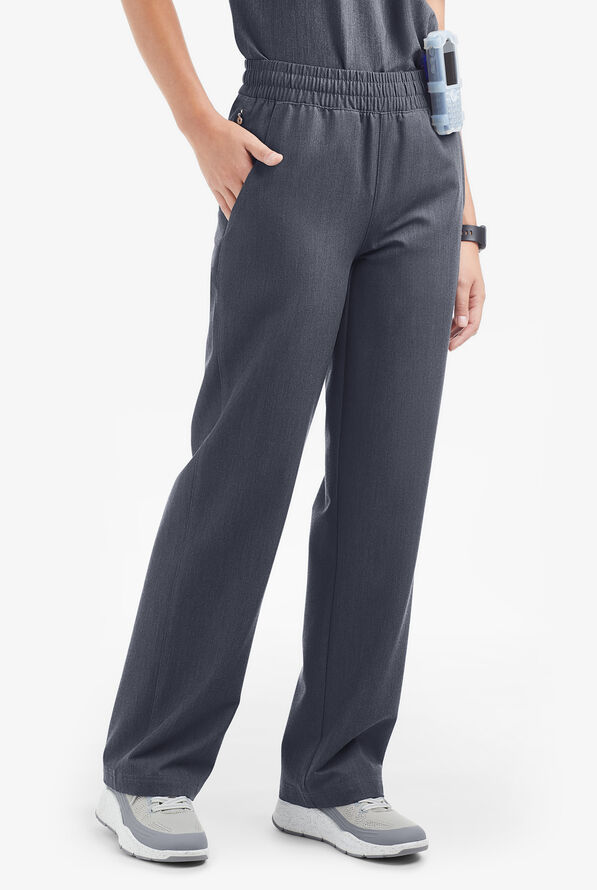MOVEMENT by Butter-Soft Mira Women's 6-Pocket Wide Leg Scrub Pants - Indigo Heather - 1