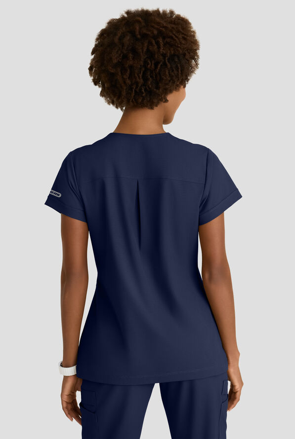 Blusa m&eacute;dica Skechers by Barco MotionTech Trek STRETCH con cuello redondo con cremallera y 2 bolsillos para mujer - Navy - 4