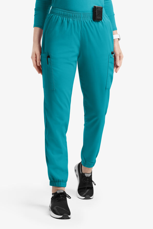 Butter-Soft Originals Women's 7-Pocket Tapered Jogger Cargo Scrub Pants - Teal - 1
