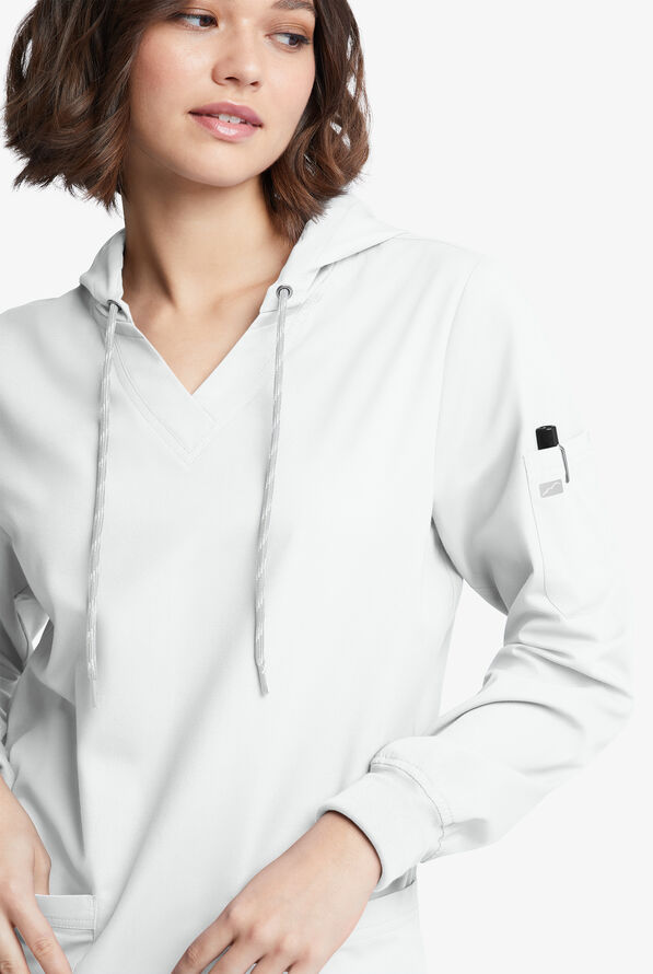 Sudadera m&eacute;dica manga larga Butter-Soft Originals con capucha y 5 bolsillos para mujer - White - 5