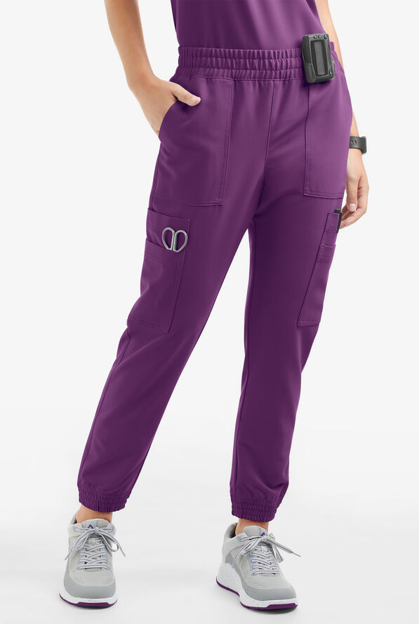 Movement by Butter-Soft Cephei Women's 11-Pocket Jogger Scrub Pants - Eggplant - 1