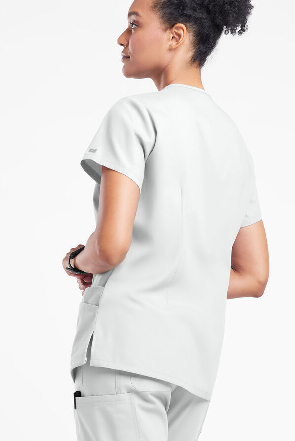 Butter-Soft Originals Women's 6-Pocket V-Neck Scrub Top - White - 3