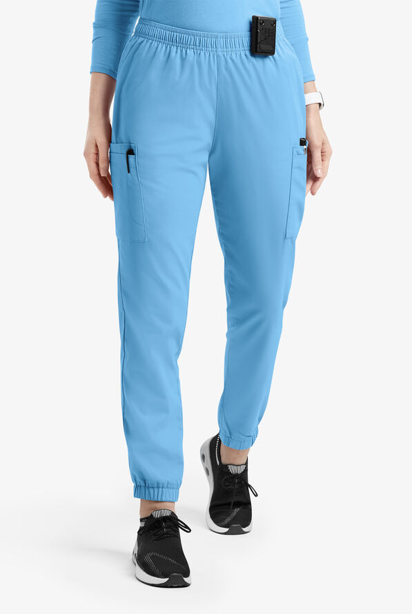 Pantalón médico Butter-Soft Originals estilo jogger cargo con 7 bolsillos y piernas pitillo para mujer - Blue Oasis - 1