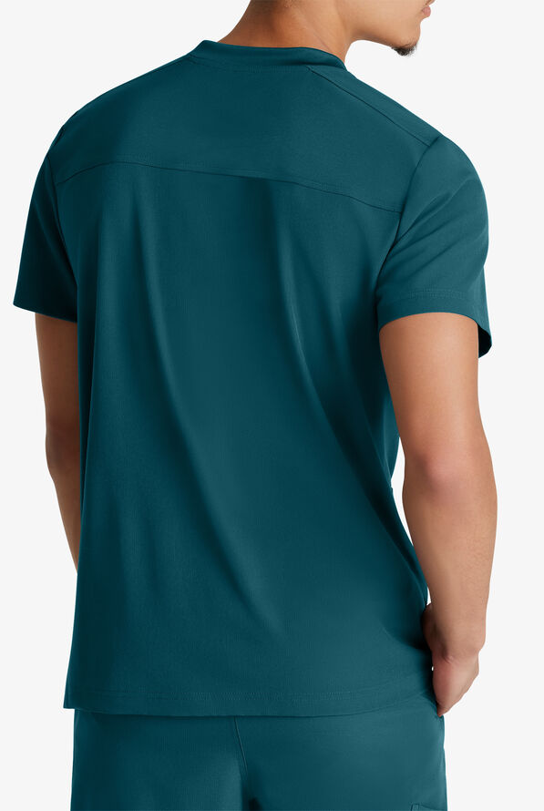 Skechers by Barco Thesis Men's 3-Pocket STRETCH Tuck In V-Neck Scrub Top - Bahama Blue - 4