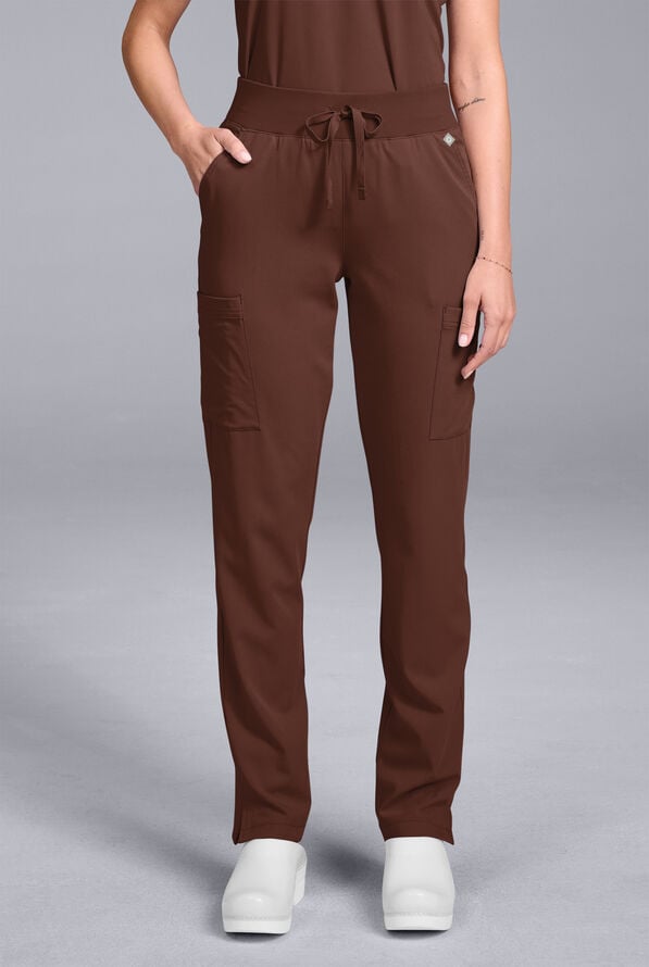 Hypothesis Women's Base 7-Pocket Straight Leg Cargo Scrub Pant - Bitter Chocolate - 1