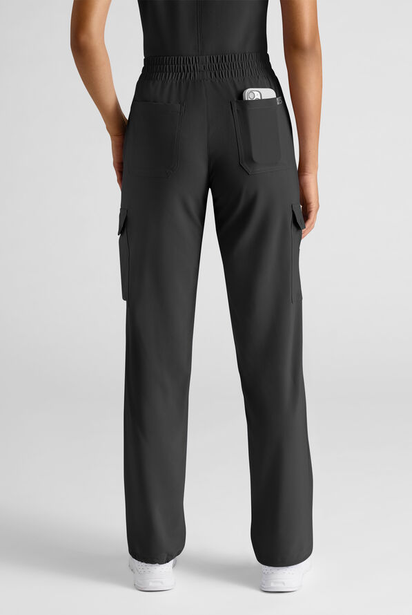 Easy STRETCH Ayo Women's 10-Pocket Cargo Scrub Pants - Petite - Onyx Black - 2