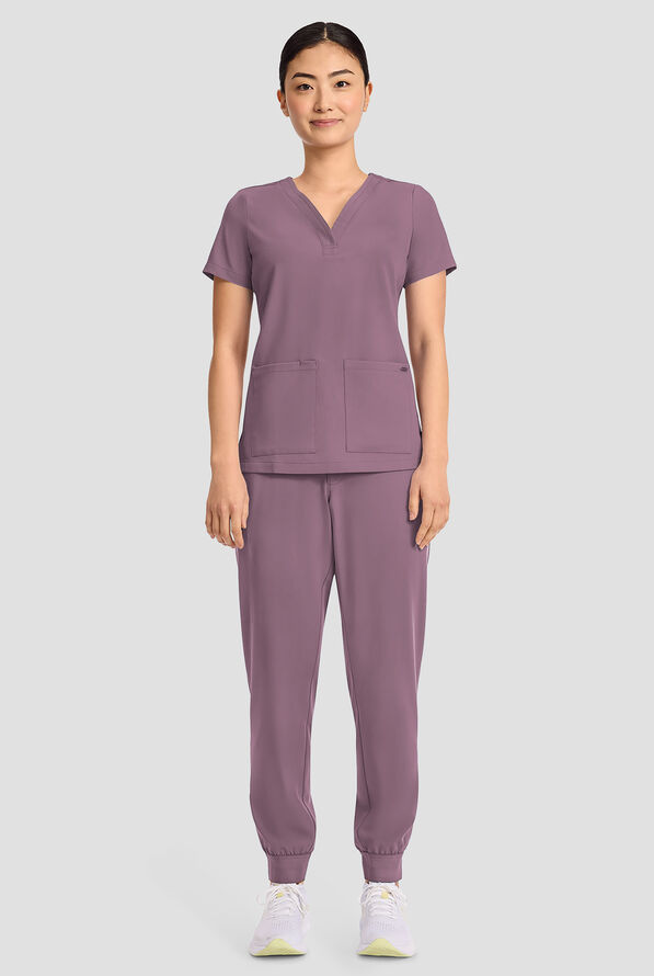 Healing Hands Quest Briana Women's 3-Pocket STRETCH Y-Neck Scrub Top - Elderberry - 5