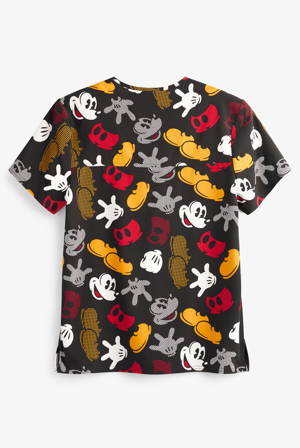 Tooniforms Disney's Mickey Mix and Match Men's 3-Pocket STRETCH V-Neck Print Scrub Top - null - 2