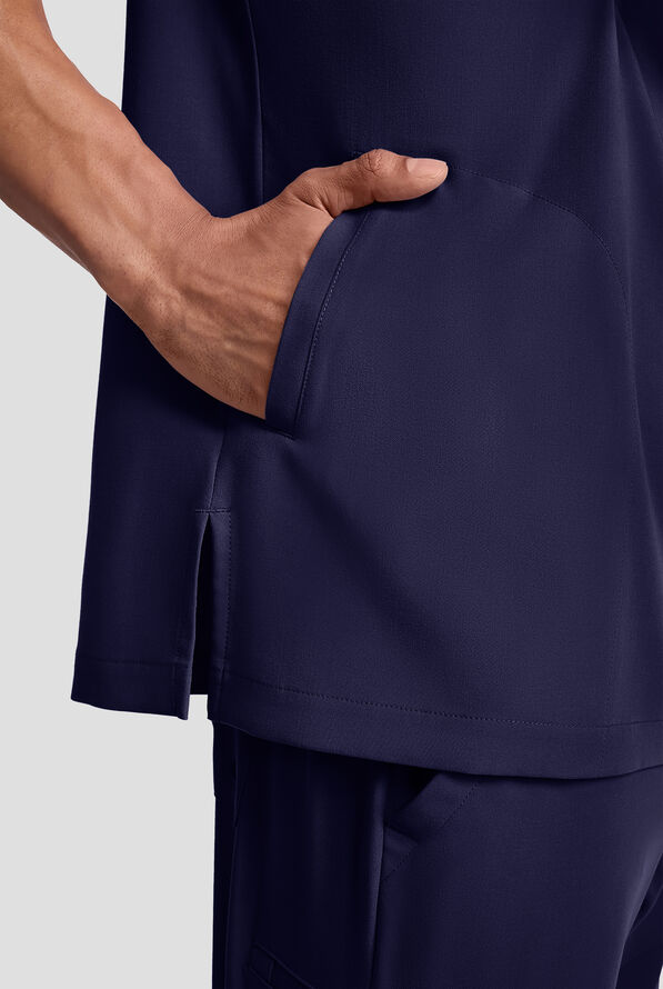 Healing Hands Quest Aidan Men's 3-Pocket STRETCH Shirt Collar Scrub Top - Navy - 5