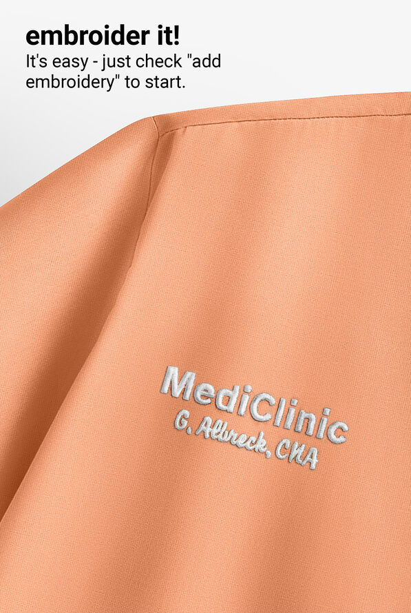 Med Couture Touch Women's 1-Pocket STRETCH Tuck In V-Neck Scrub Top - Apricot Sorbet - 3