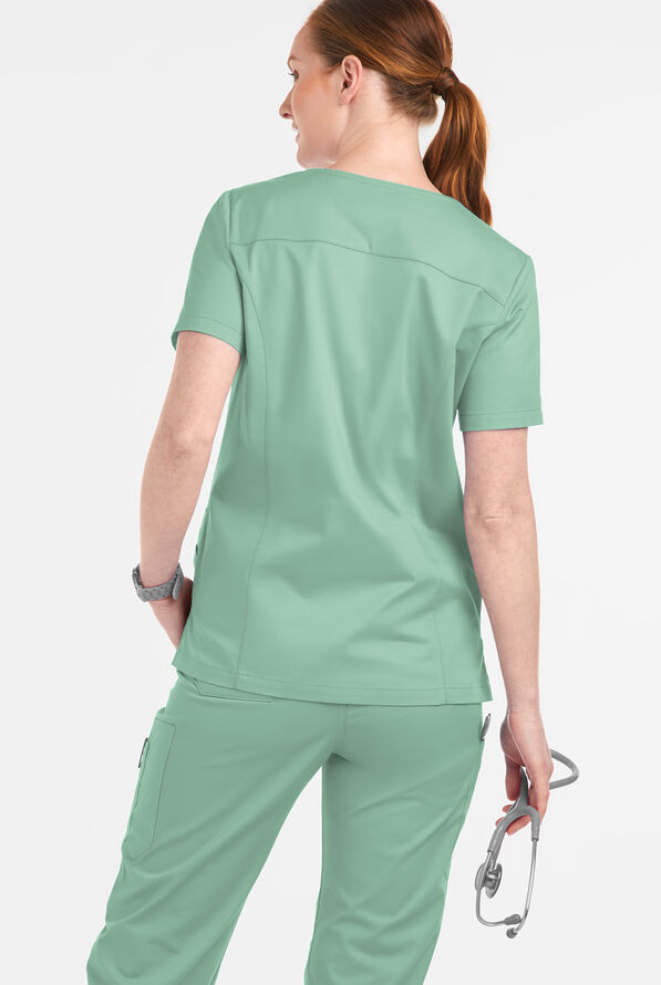 Blusa m&eacute;dica UA Butter-Soft STRETCH Crystal Bling con 6 bolsillos para mujer - Water Mint - 3