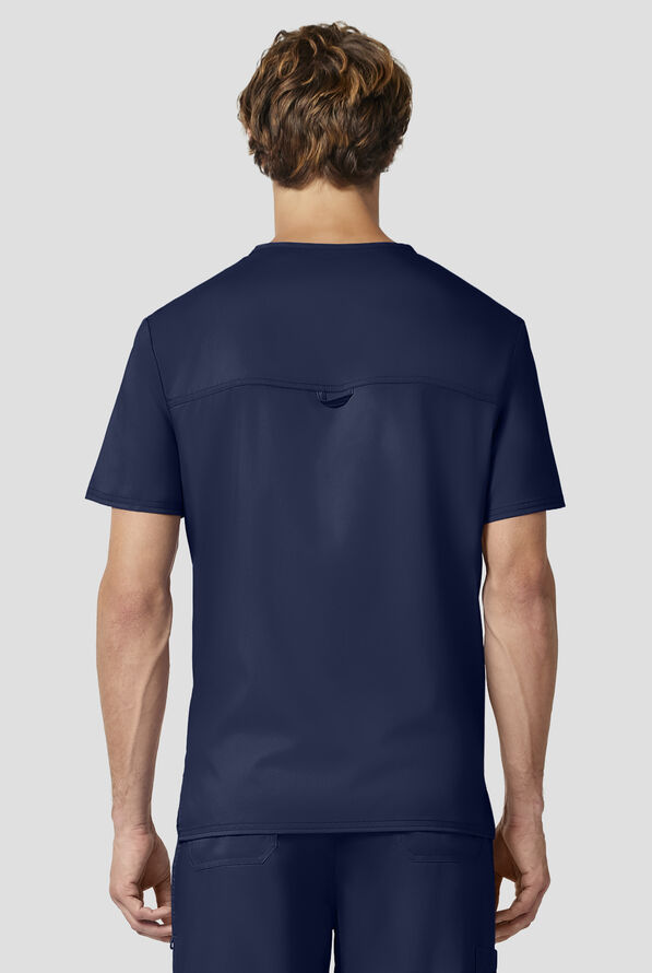 Cherokee Workwear Revolution Men's 1-Pocket STRETCH V-Neck Scrub Top - Navy - 3