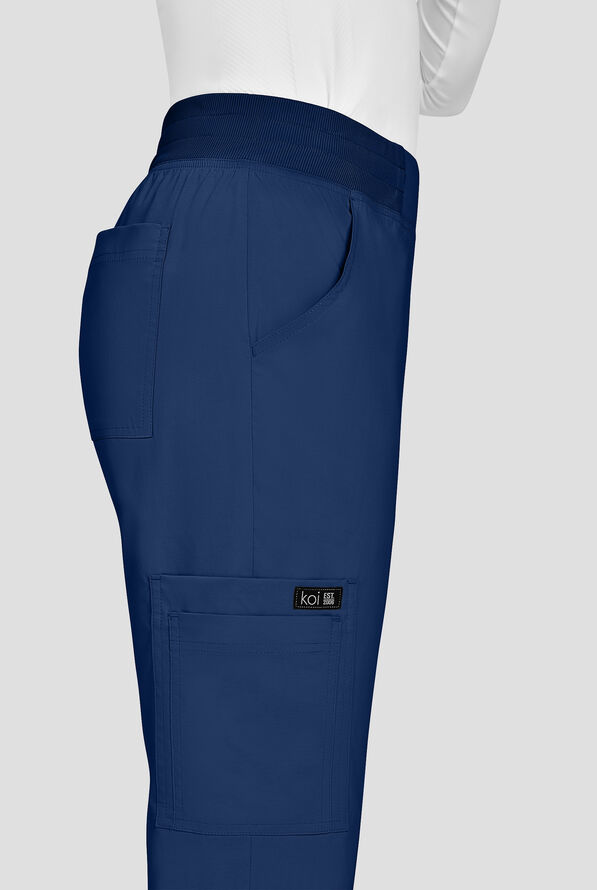 koi Basics Wrenlee Women's 6-Pocket STRETCH Bootcut Scrub Pants - Navy - 2