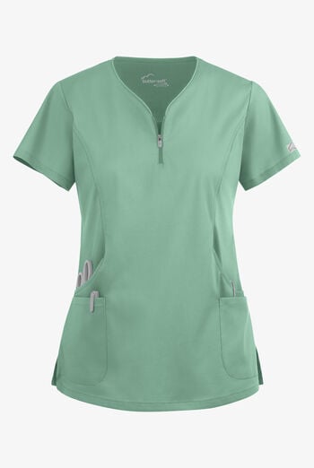 Blusa m&eacute;dica UA Butter-Soft STRETCH con cremallera en el cuello curvo y 4 bolsillos para mujer