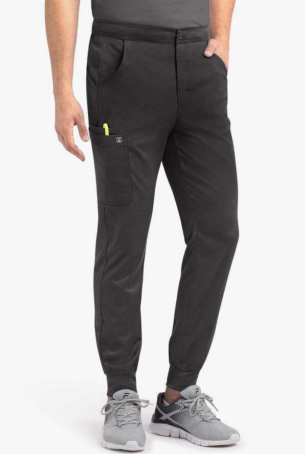 Maevn Matrix Men's 5-Pocket STRETCH Half Elastic Waistband Jogger Scrub Pants - Pewter - 1