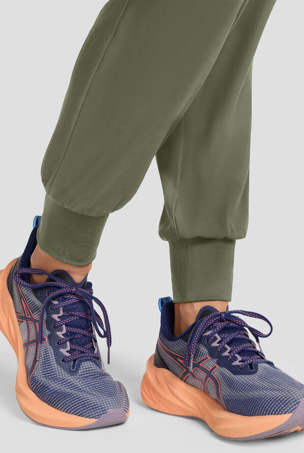 Med Couture Insight Women's 4-Pocket Zip Front Drawstring Waist Scrub Jumpsuit - Olive - 4