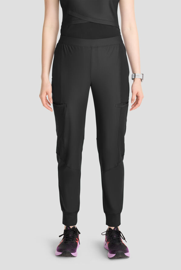 Infinity GNR8 Kinetic Knit Women's 4-Pocket STRETCH Cargo Jogger Scrub Pants - Black - 1