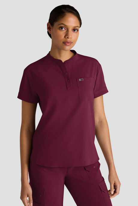 Easy STRETCH Bella Women's 1-Pocket Henley Scrub Top