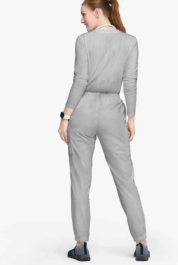 Butter-Soft Originals Women's 7-Pocket Tapered Jogger Cargo Scrub Pants - Petite - Silver - 3