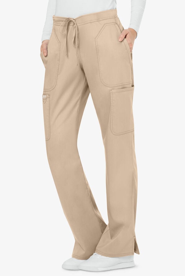 Cherokee Workwear Revolution Women's 5-Pocket STRETCH Drawstring Cargo Scrub Pants - Khaki - 1