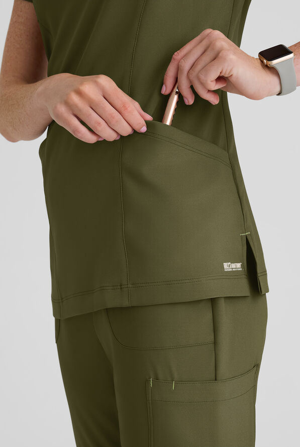 Blusa m&eacute;dica Grey's Anatomy by Barco Evolve STRETCH Sky con cuello con muesca y 2 bolsillos para mujer - Fern - 3