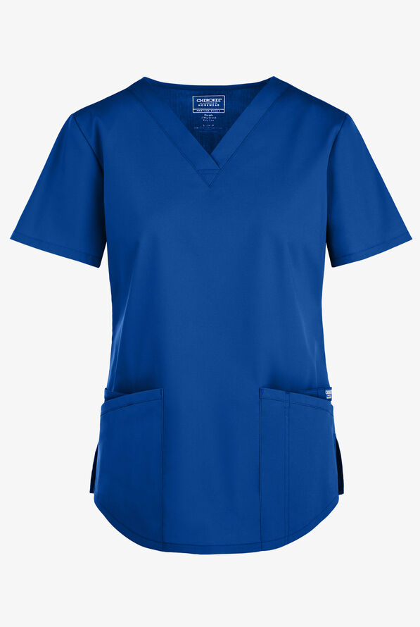 Cherokee Workwear Professionals Women's 3-Pocket STRETCH V-Neck Scrub Top - Royal - 1