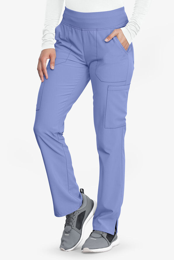 Pantalón médico Dickies EDS Essentials STRETCH estilo cargo con cintura elástica y 7 bolsillos para mujer - Ceil Blue - 1