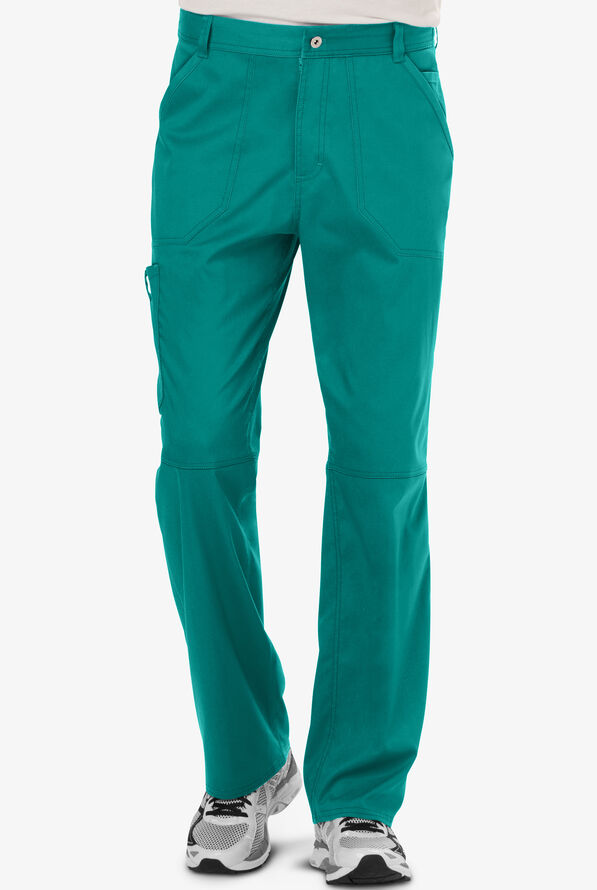 Cherokee Workwear Revolution Men's 7-Pocket STRETCH Cargo Scrub Pants - Teal - 1