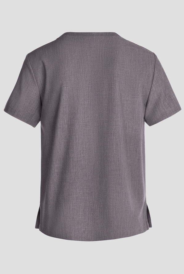 Healing Hands Quest Men's 1-Pocket STRETCH Tuck In V-Neck Scrub Top - Heather Ash - 2