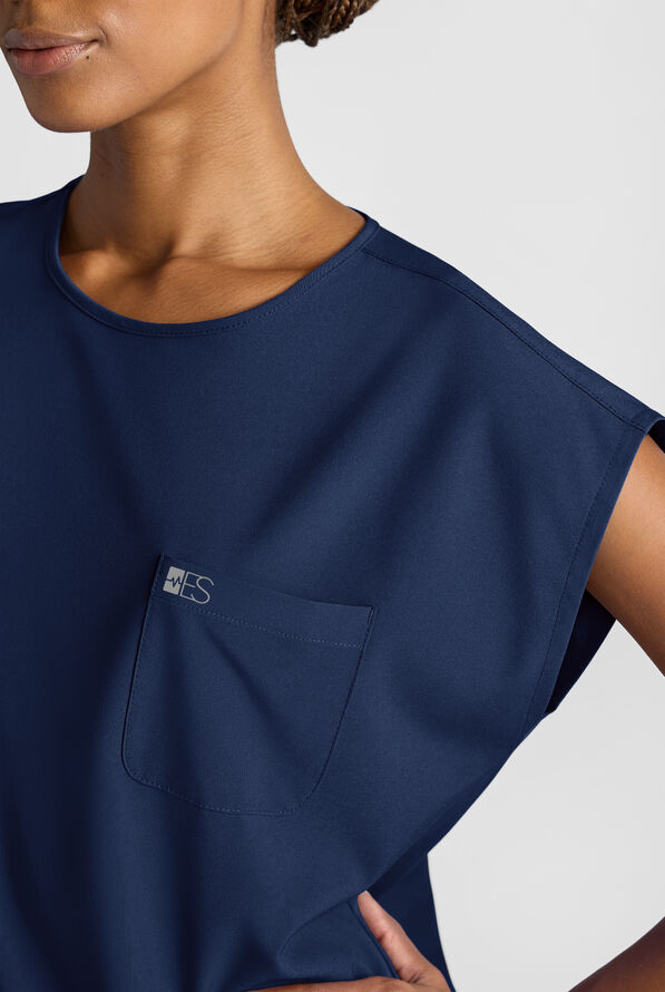 Easy STRETCH Women's Dolman Sleeve Crew Neck Scrub Top - Navy - 4