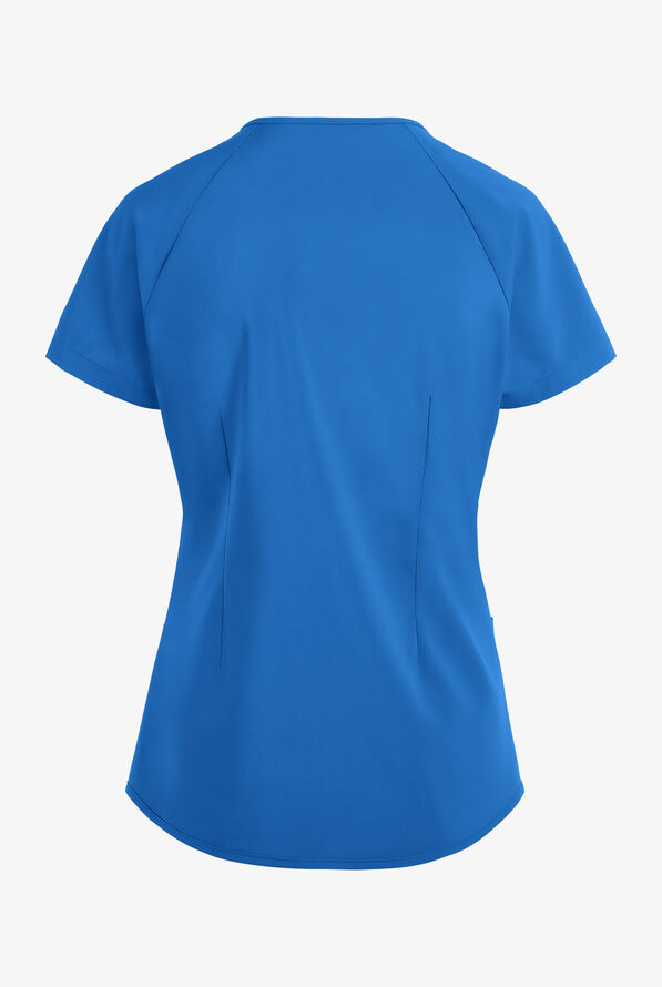 Easy STRETCH Cara Women's 4-Pocket Raglan Scrub Top - Cerulean - 4