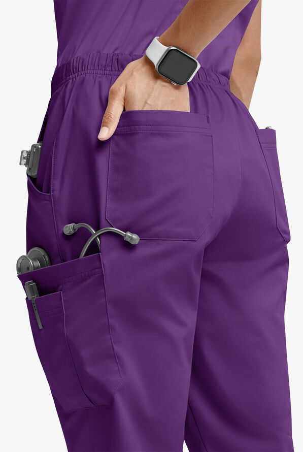 Butter-Soft STRETCH Women’s 10-Pocket Mid Rise Straight Leg Scrub Pant - Eggplant - 2