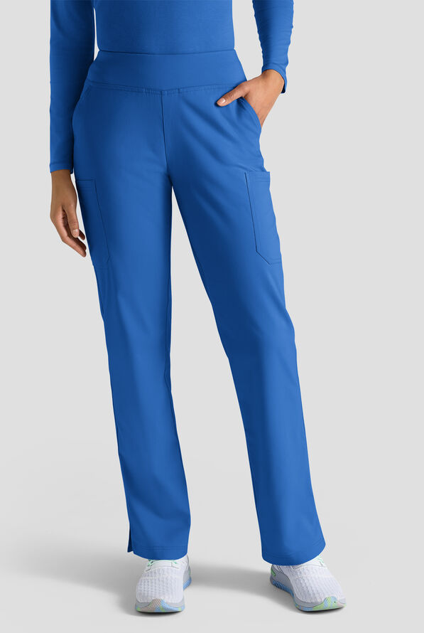 Butter-Soft STRETCH Women's 4-Pocket Knit Waistband Yoga Scrub Pants - Tall - Royal - 1