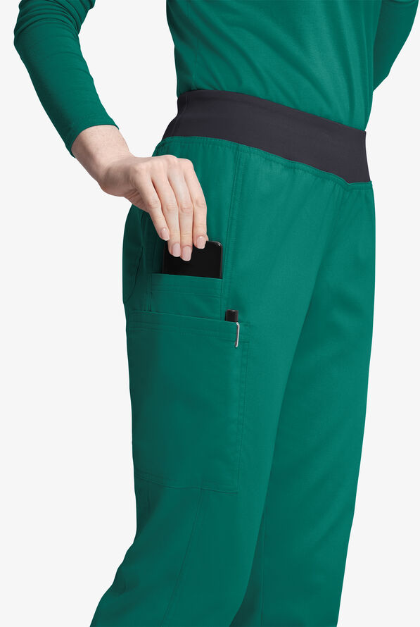 Pantalón médico Butter-Soft Originals de tiro medio estilo yoga con piernas entalladas y 5 bolsillos para mujer - Hunter/Pewter - 2