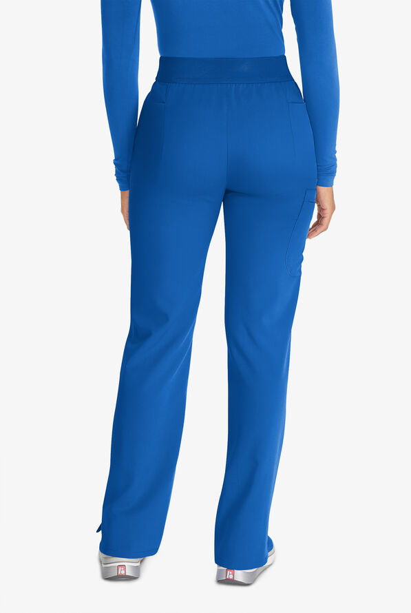 Cherokee Atmos Women's 5-Pocket STRETCH Coolmax Textured Elastic Waistband Cargo Scrub Pants - Royal - 3