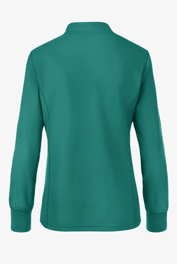 Med Couture Insight Women's 3-Pocket Zip Front Warm Up Scrub Jacket - Hunter - 2