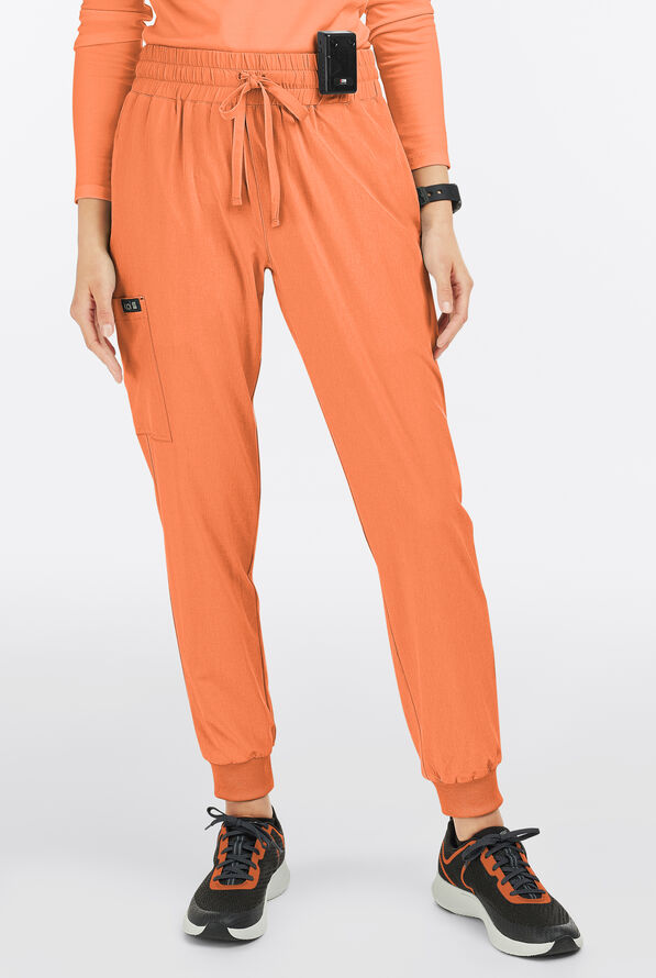 Pantalón médico Koi Basics Gemma STRETCH estilo cargo jogger con 5 bolsillos para mujer - Heather Apricot - 1
